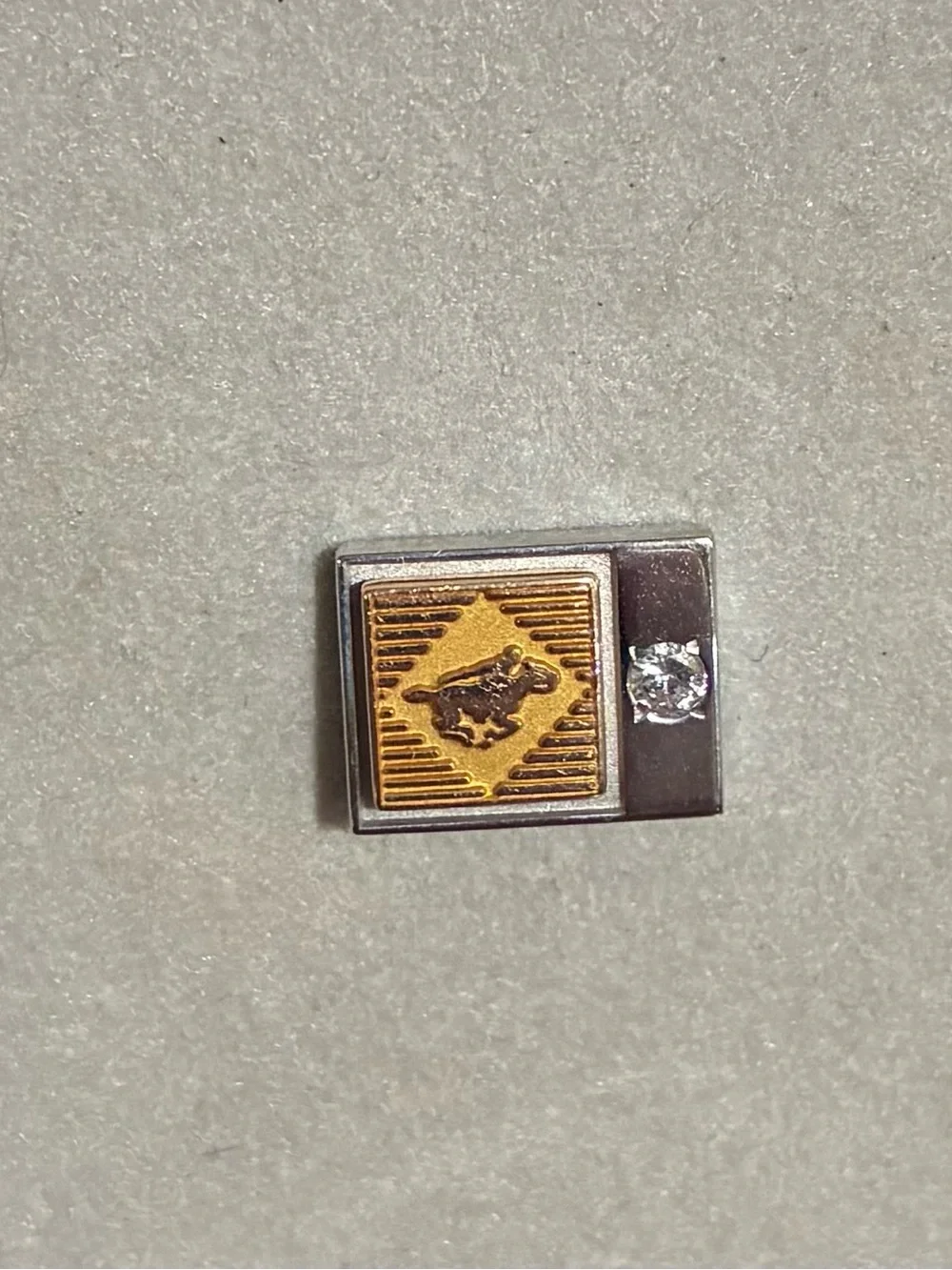 Vintage Gold And Silver Diamond 10K EMB CTO Horse Jockey Equestrian Lapel Pin